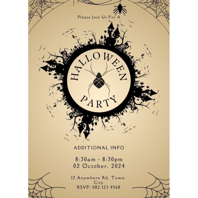 Black Widow Halloween Party Digital Invitation