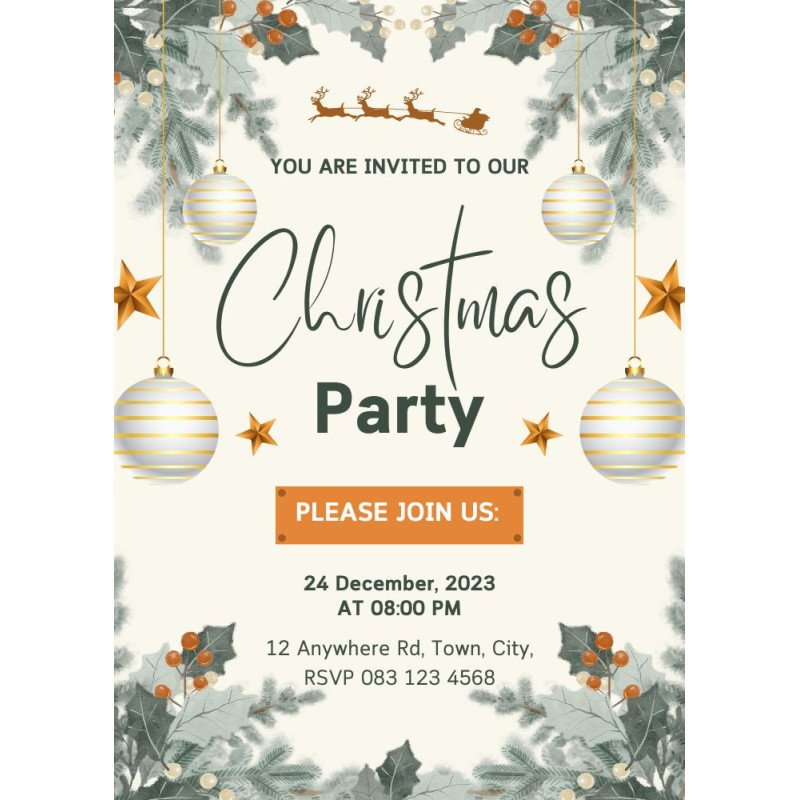Christmas Baubles Digital Party Invitation