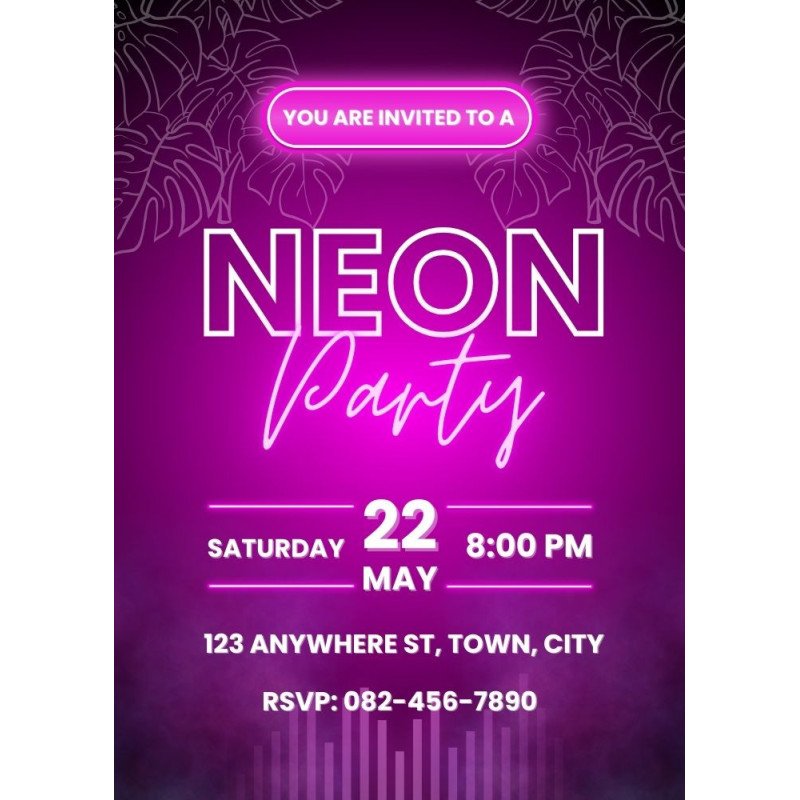 Animated Neon Party Electronic Invite