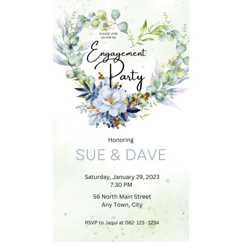 Floral Water Colour Engagement Digital Invitation