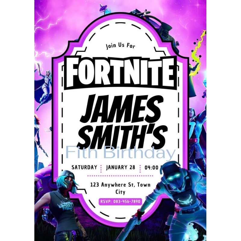 Fortnite Themed Digital Birthday Party Invite