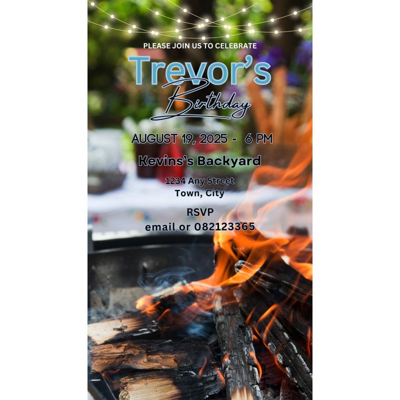 Animated Digital Birthday Braai Party Invite