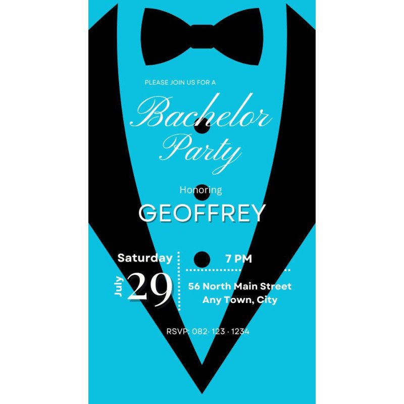 Tuxedo Animated Digital Bachelor Party Invitation