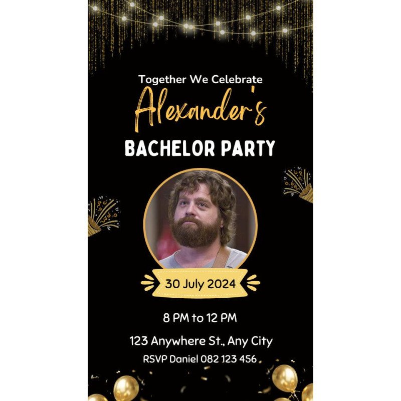 Animated Lights Digital Bachelor Party Invitation