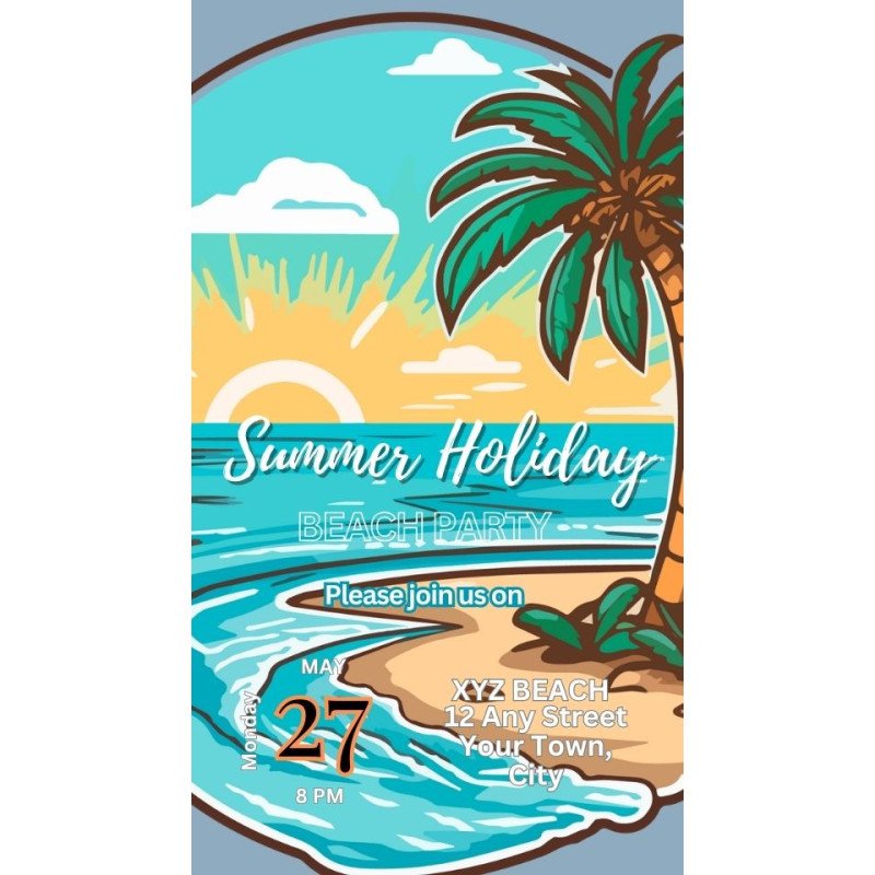 Palm Animated Digital Beach Party Invitation
