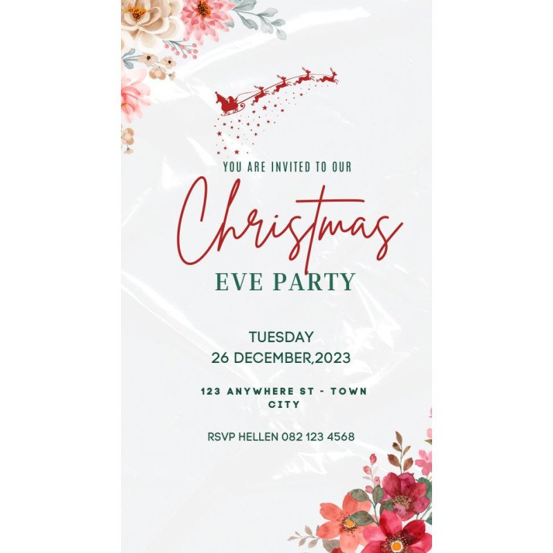 Christmas Eve Floral Digital Party Invitation