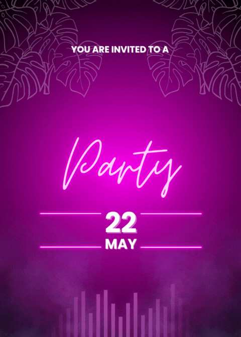 Animated Neon Party Electronic Invite